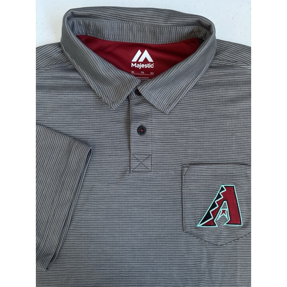 Majestic Men's XL Gray MLB Arizona‎ Diamondbacks Baseball Short Sleeve Polo